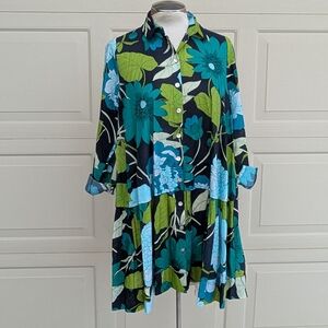 ALEMBIKA bold floral cotton float blouse tunic S 1